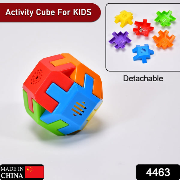 Colorful Octa Cube toy with various activities.