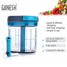 Ganesh Master Chopper, XL size with 5 stainless steel blades, shown from various perspectives.