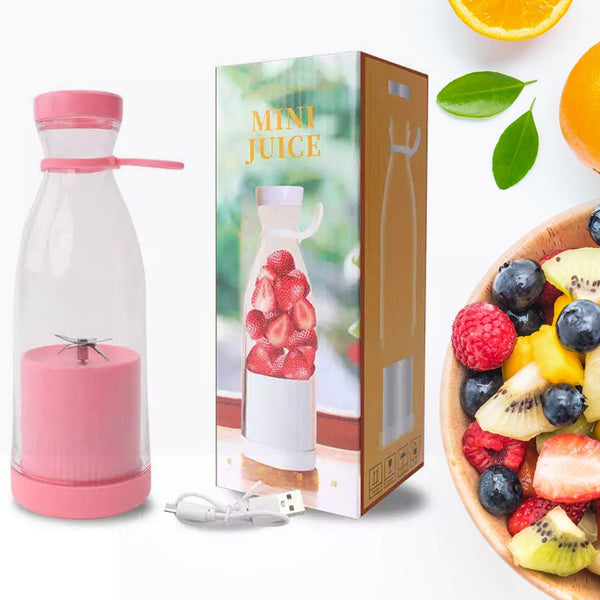 BLENDER PORTABLE JUICER FOR SMOOTHIE , JUICE , VEGETABLE SHAKES WITH 6 BLADES WIRELESS CHARGING MINI PERSONAL SIZE MIXER BOTTLE GRINDER, 420 ML MULTICOLOR