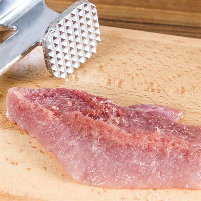 Heavy-duty meat tenderizer with dual faces for better results.