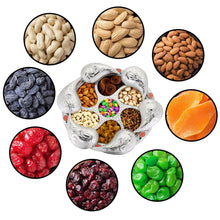 Multi-compartment rotating tray for dry fruits and snacks