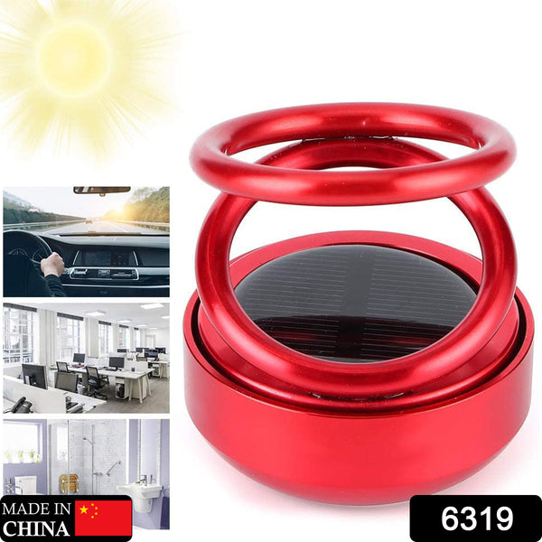 6319 Solar Power Car Aroma Diffuser 360double Ring Rotating Design Car Fragrance Diffuser Car Perfume Air Freshener For Dashboard Home Office